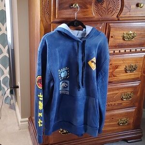 NWT Jurassic World Men's Blue Tie-Dye Hoodie Size Large